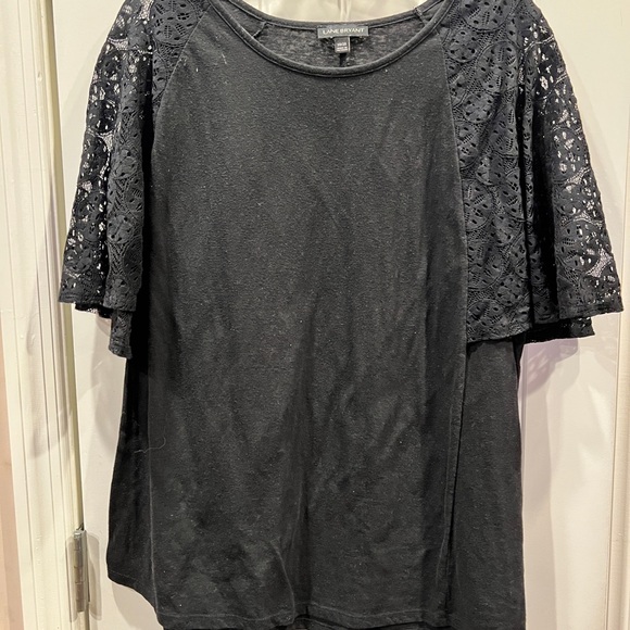 Lane Bryant Tops - Lane Bryant Black Relaxed Blouse with Embellished Short Sleeves Sz 18/20